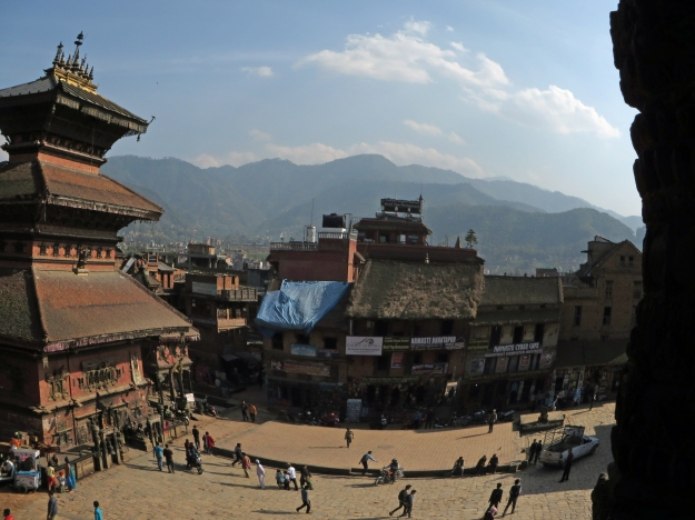 This is the view from atop Nepal's tallest temple, Nyatapola Temple.