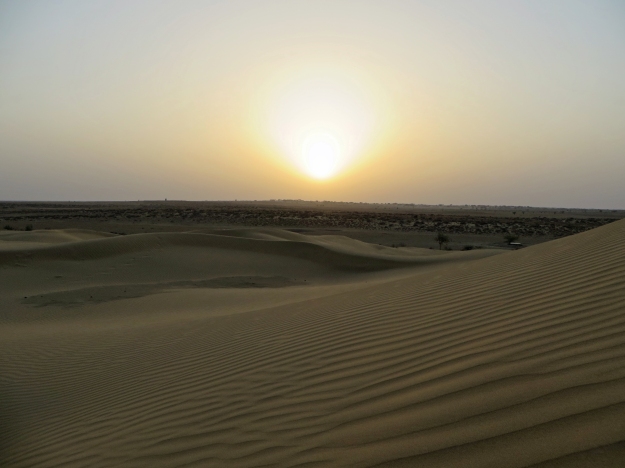 jaisalmer sun going down on dunes