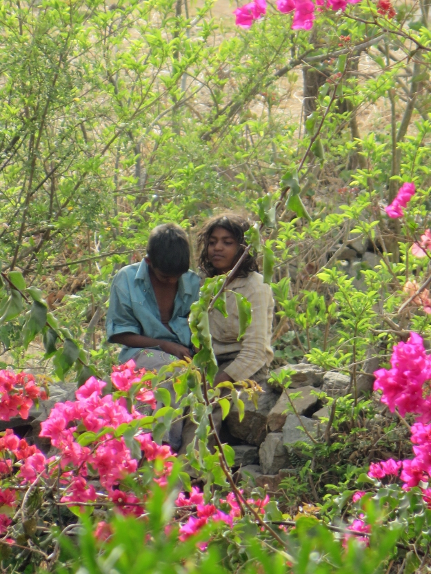 These young lovers looked so pensive sitting in the garden of a roadside cafe where we stopped for chai.