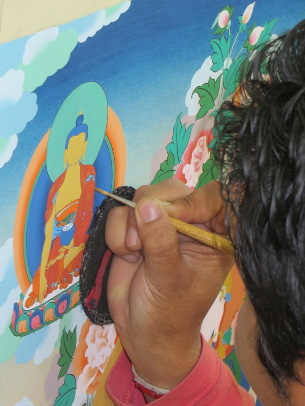 Thangka painting requires a very steady hand.